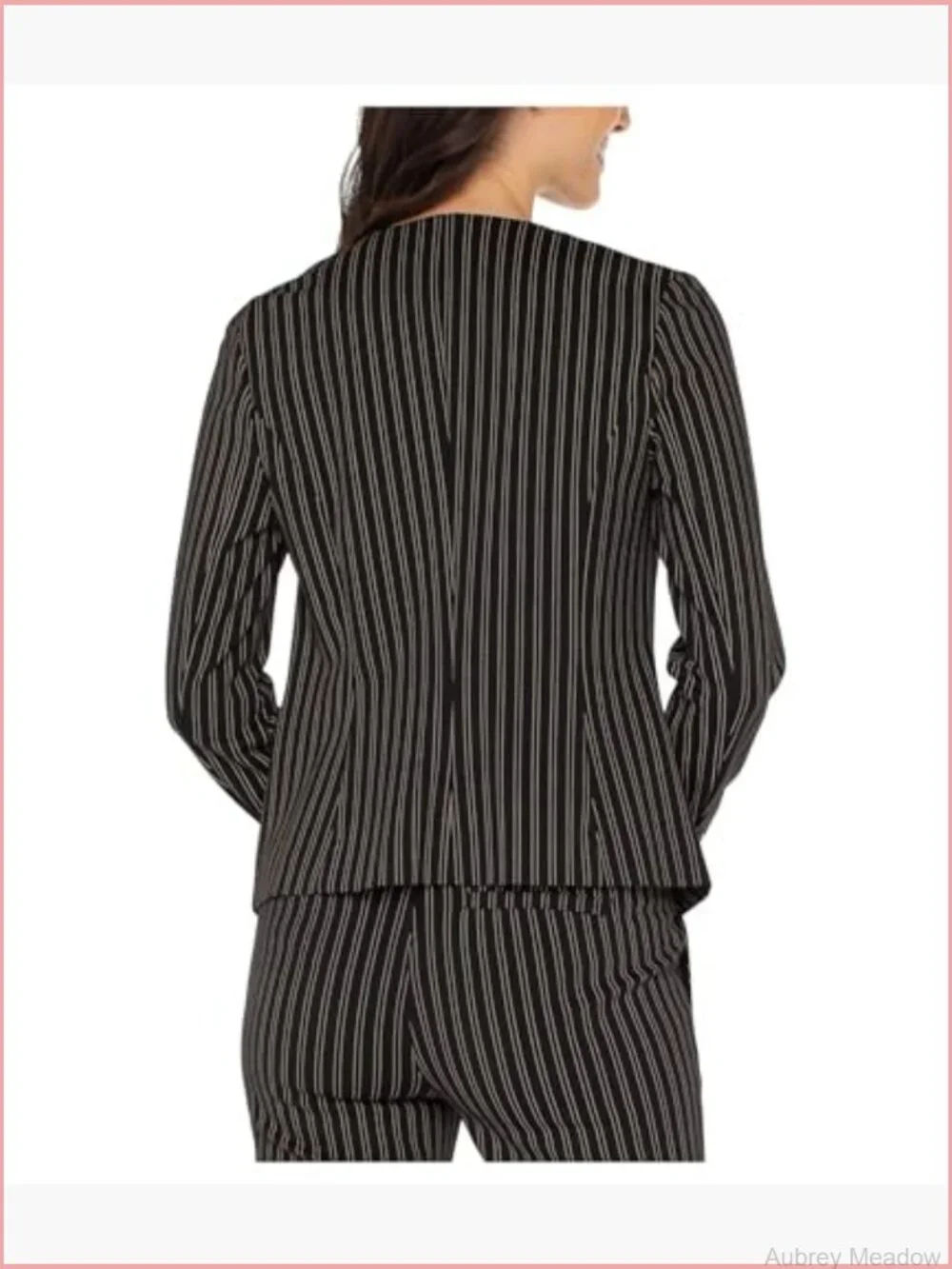 Super Stretch Ponte Collarless Fitted Blazer, Long Sleeve, Button Closure